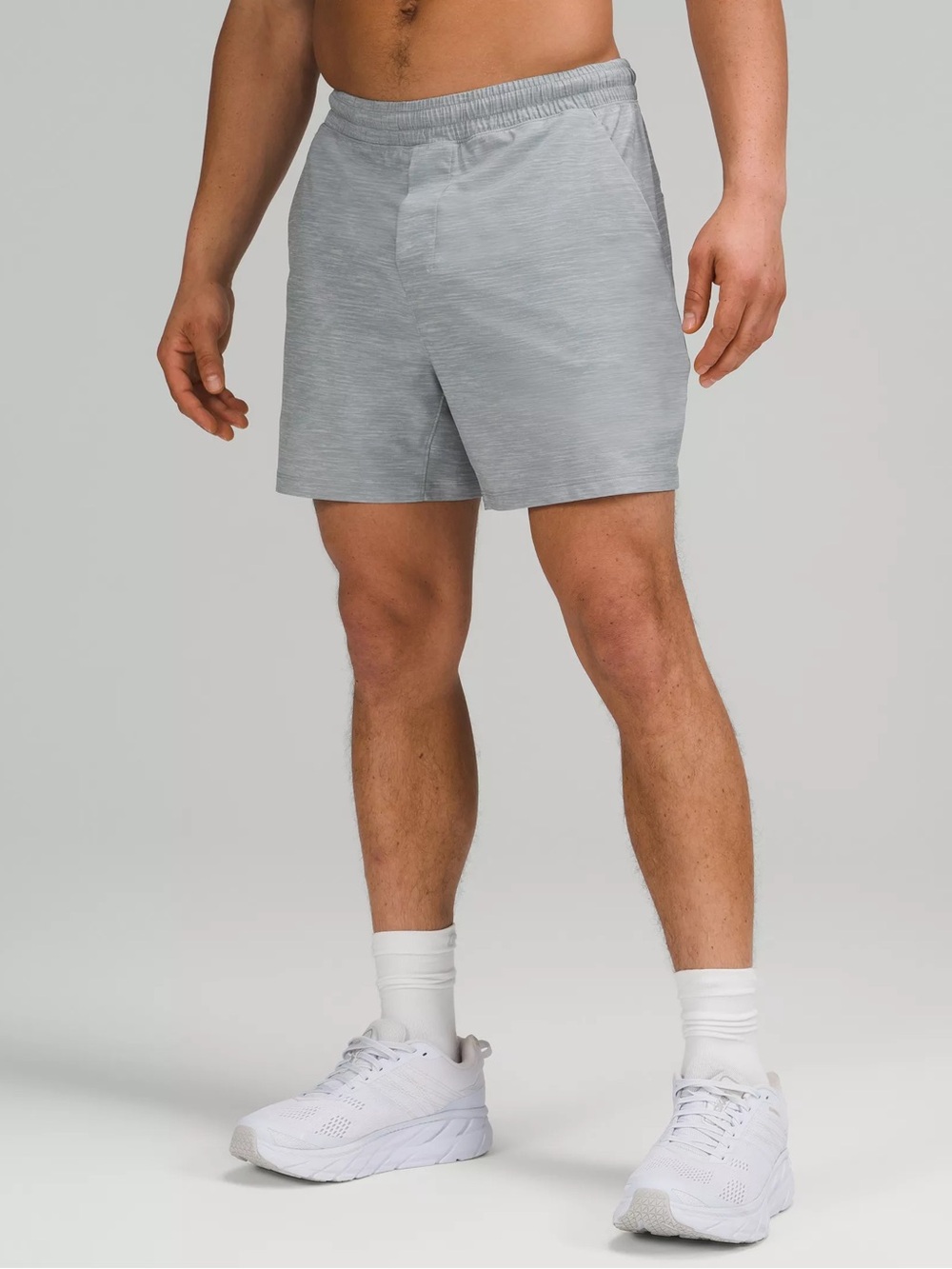 lululemon athletica Men's Heathered Light Gray Athletic Shorts S